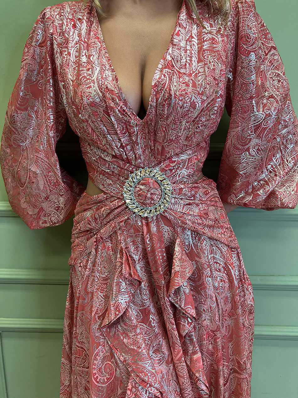 Arioso Coralina Jeweled Cut Out Dress