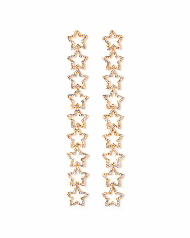 Milkwhite Stars Long Earrings