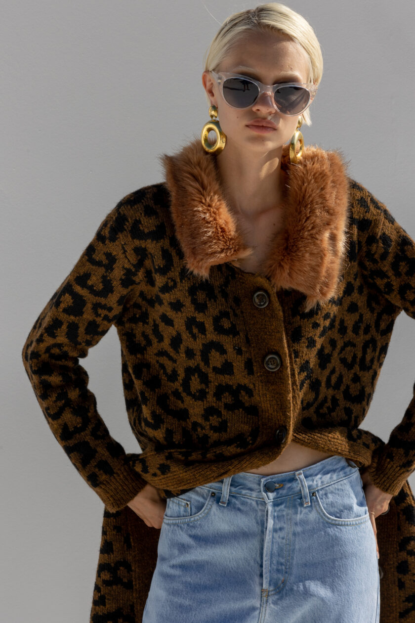 Mallory The Label Rosalin Leopard Cardigan
