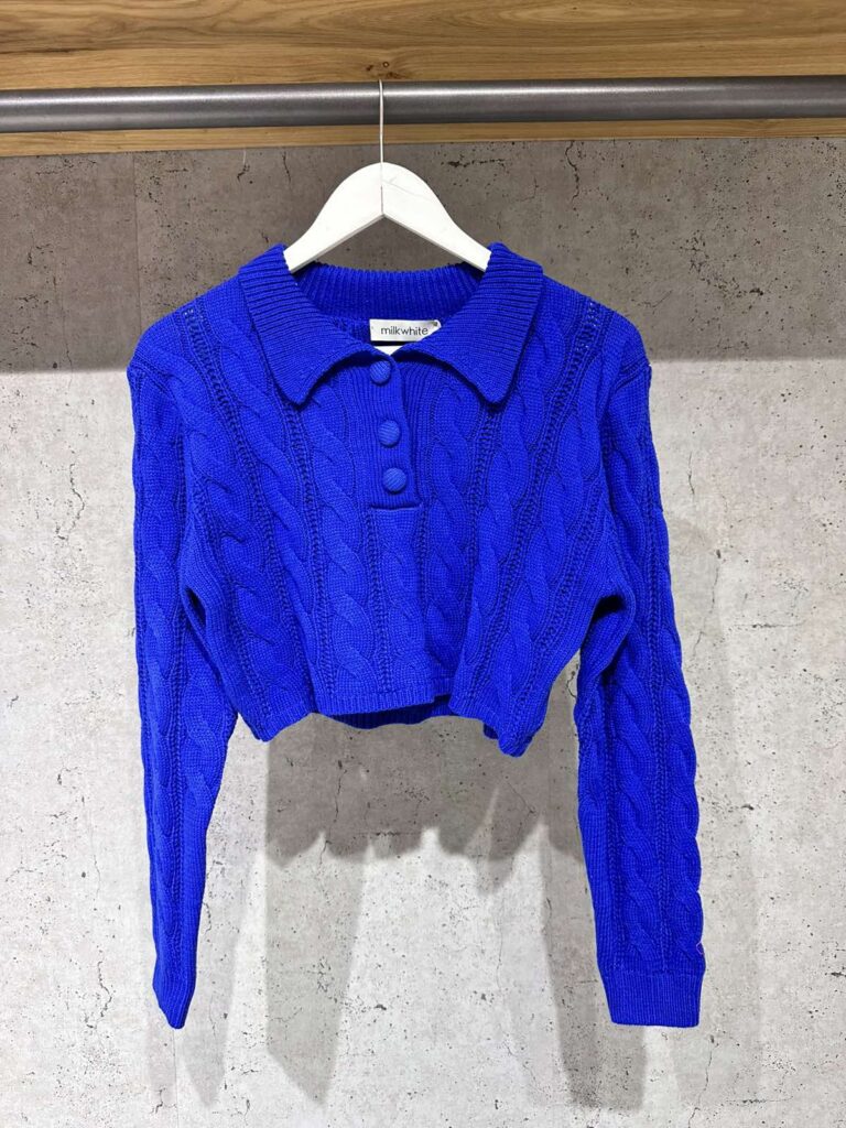 Milkwhite Cropped Polo Knit Blue