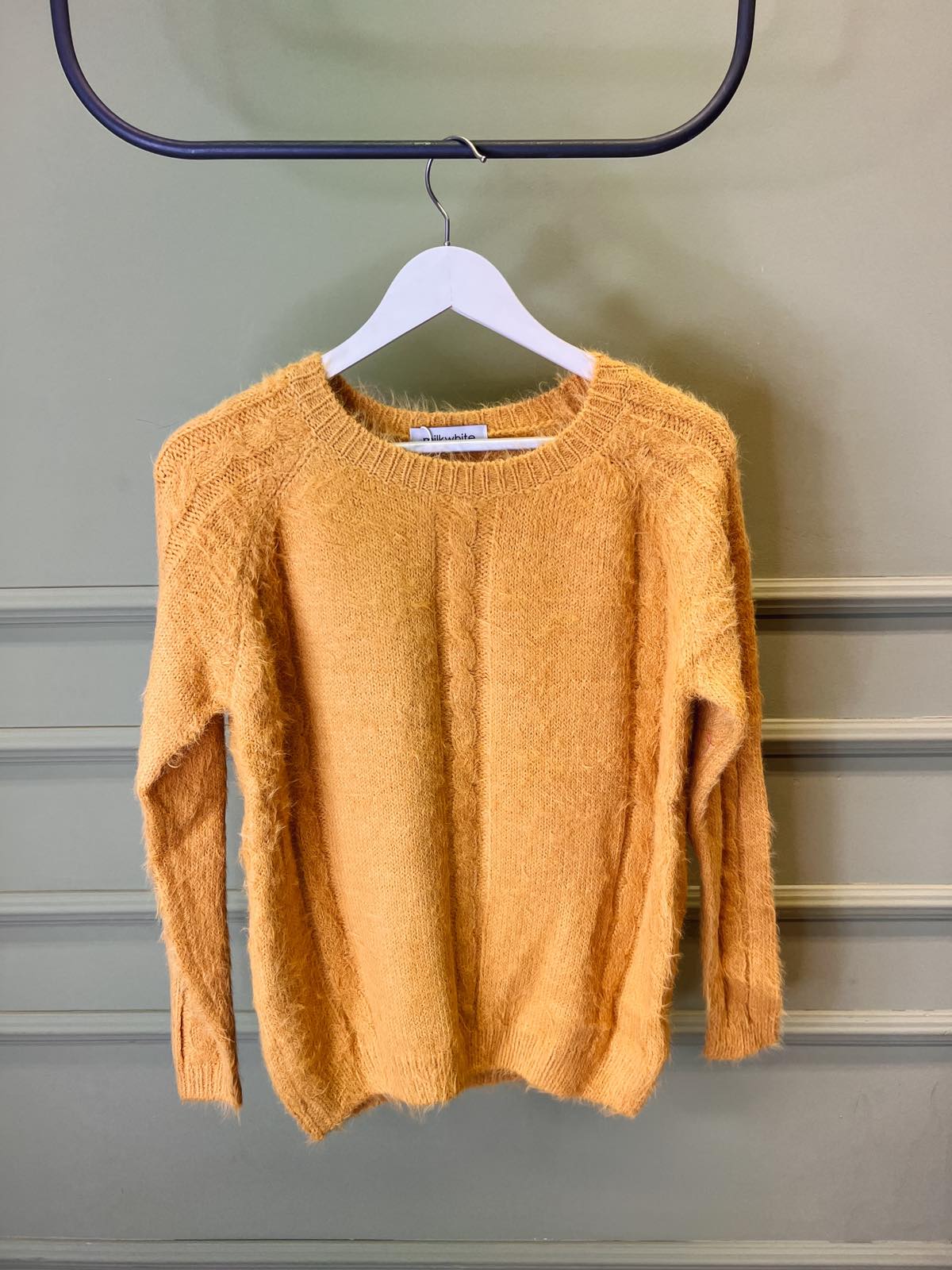 Milkwhite Knit Sweatshirt Mustard