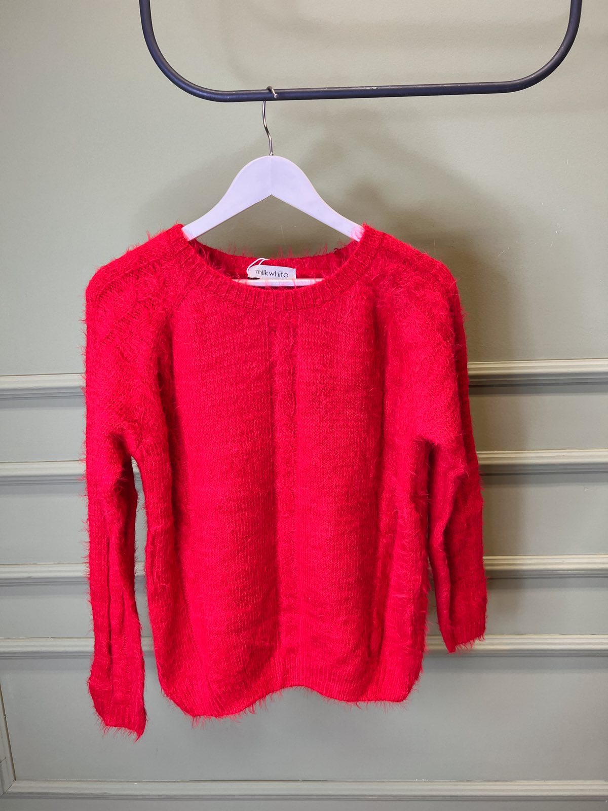 Milkwhite Knit Sweatshirt Red