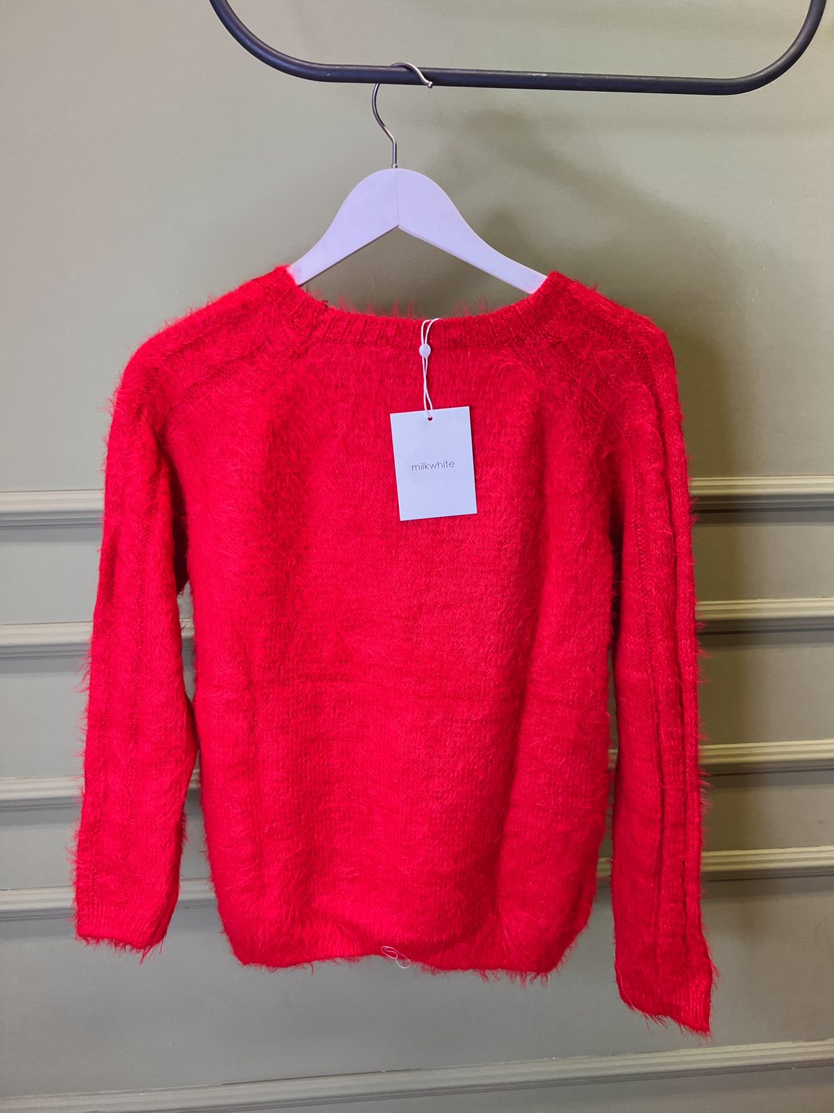 Milkwhite Knit Sweatshirt Red