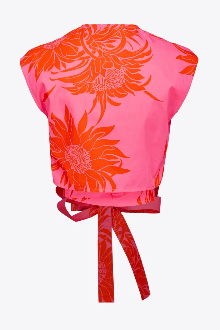 Pinko Top With Sash And Large Printed Flowers