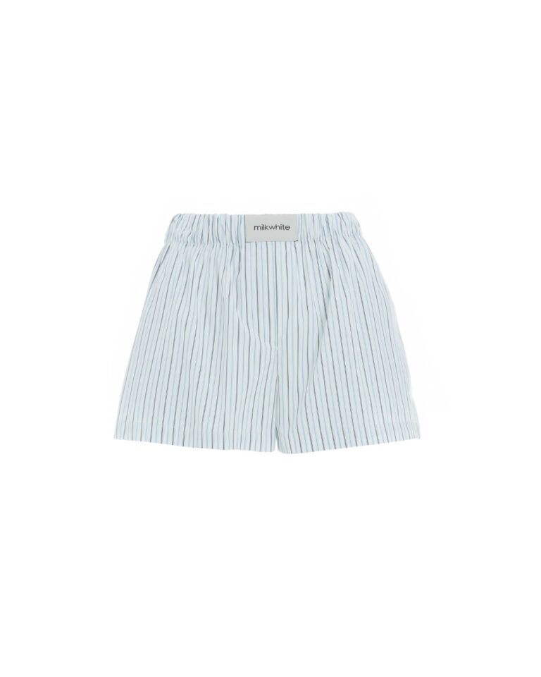 Milkwhite Elastic Waist Shorts stripes blue