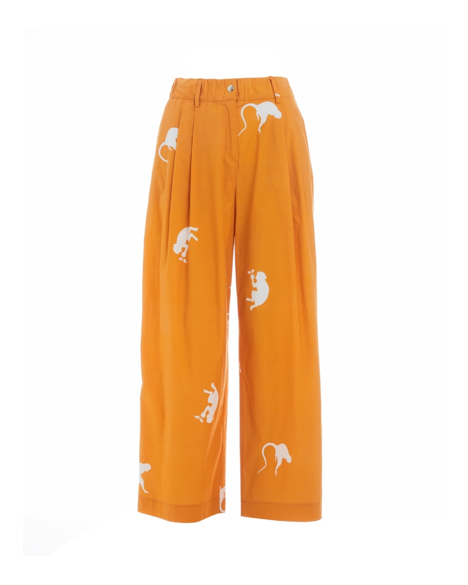 Milkwhite Wide Pants monkeys orange