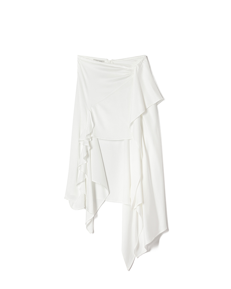 Milkwhite Glossy Asymmetric Skirt