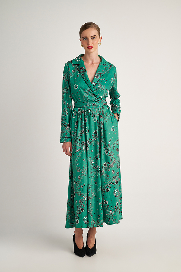 Hemithea Donatella Dress (Green 90's Bandana)
