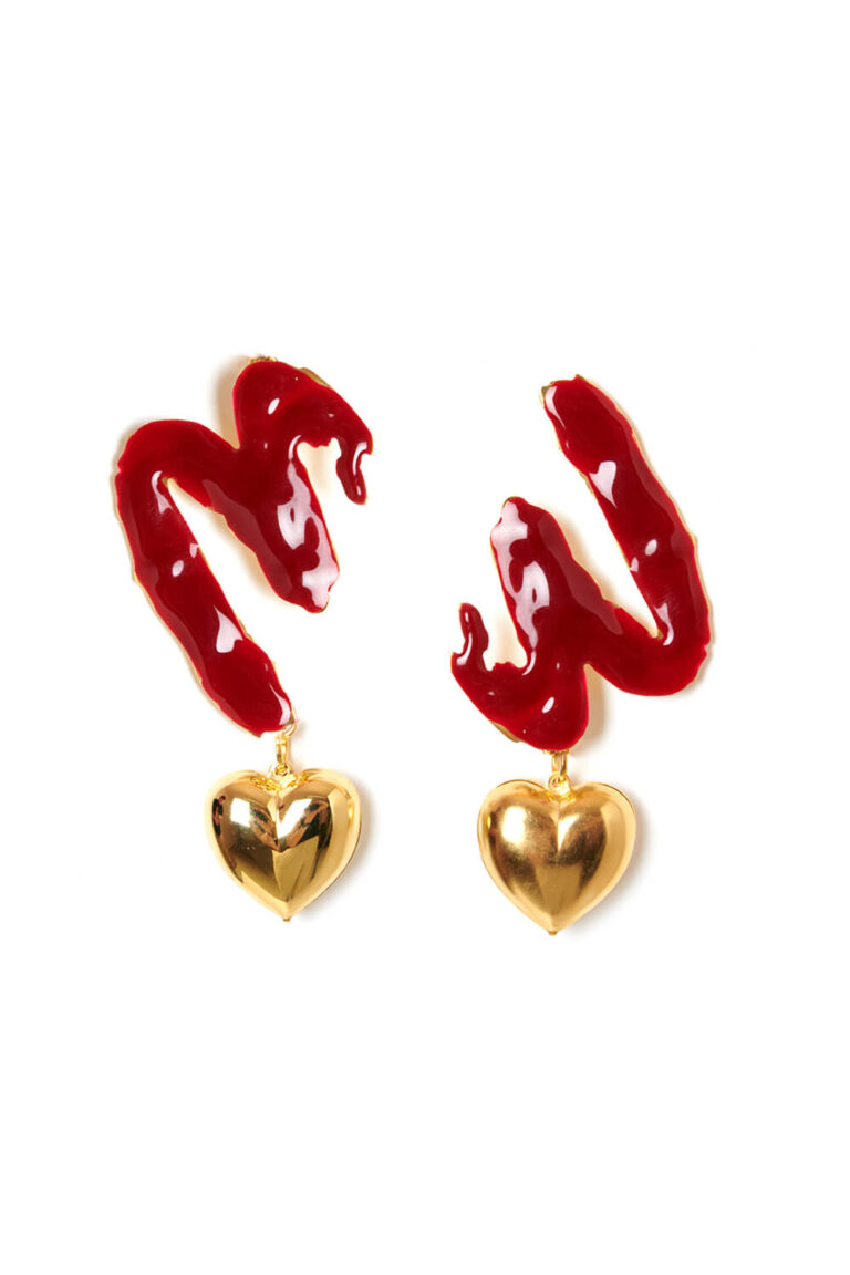 Milkwhite Logo Heart Earrings Red
