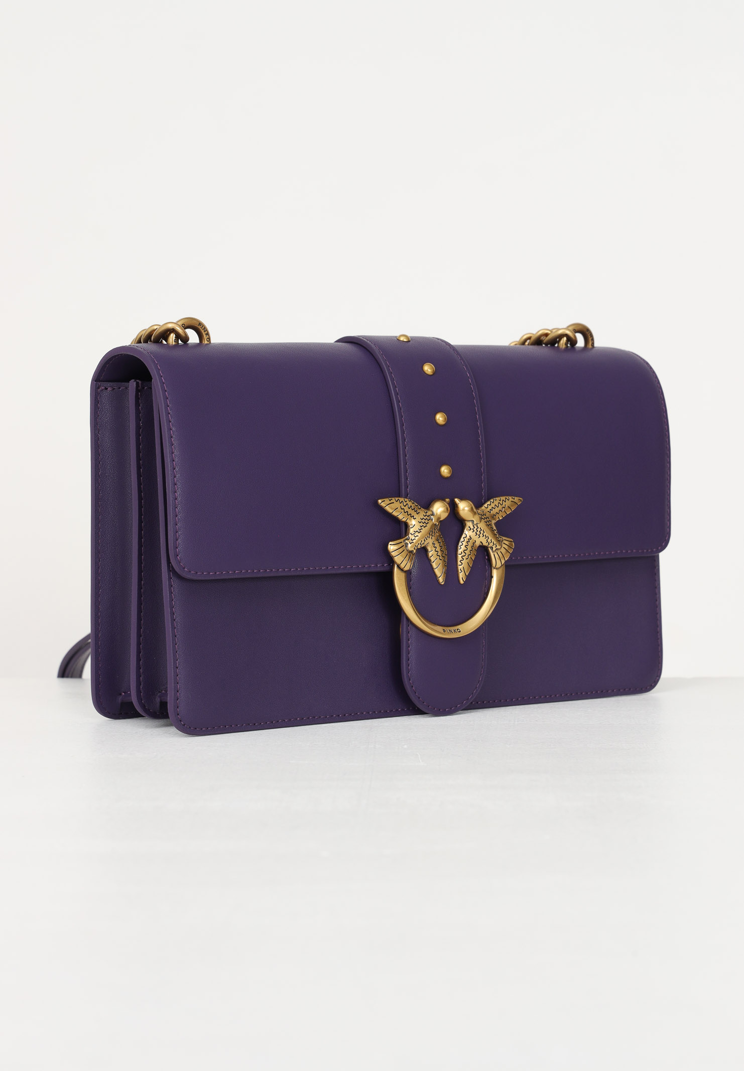 Pinko Love One Classic Purple Shoulder Bag