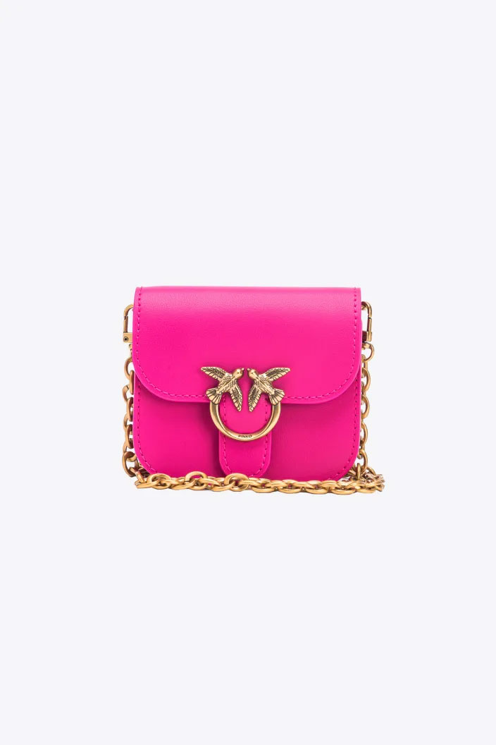 Pinko Micro Love Bag Bell In Leather Pink