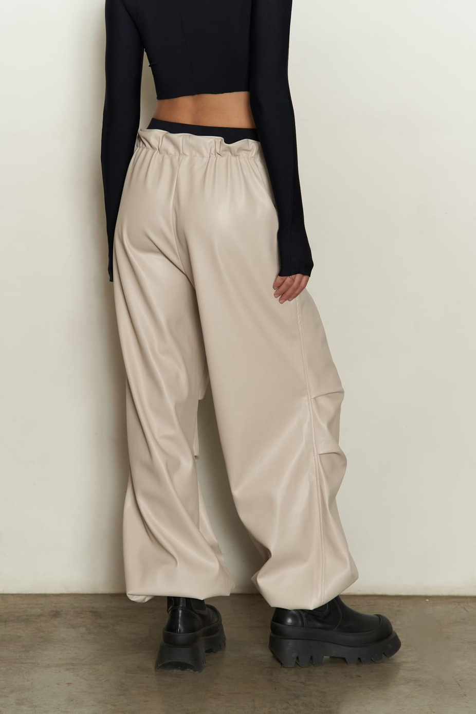 Dion Beige Leather Pants