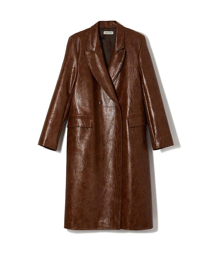 Milkwhite Faux Oversized Leather Coat