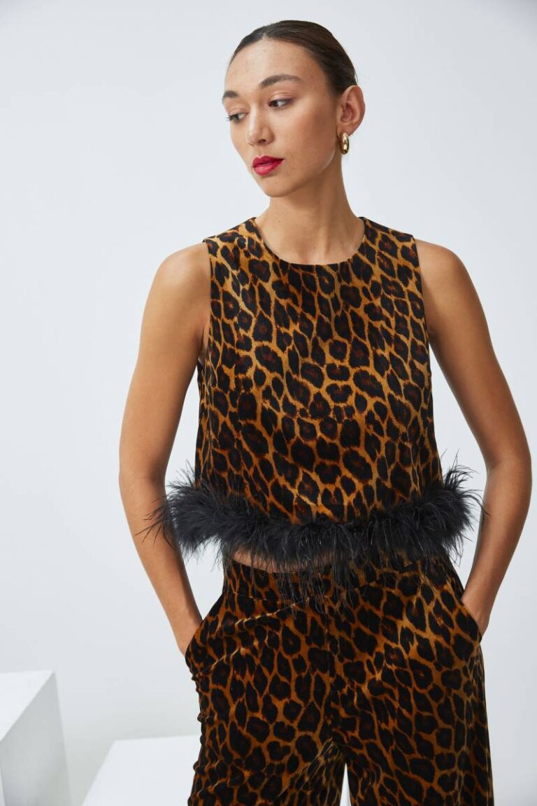 Wild Thing Velvet Top With Feathers