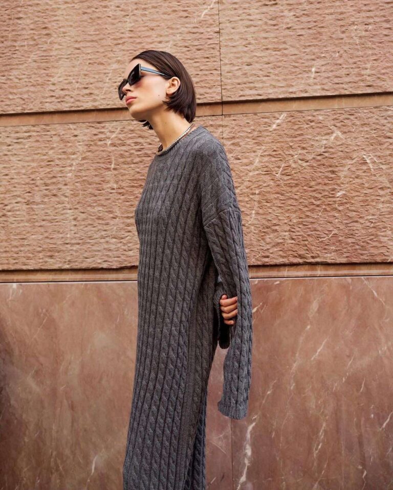 Denmark Cable Knit Dress - Grey