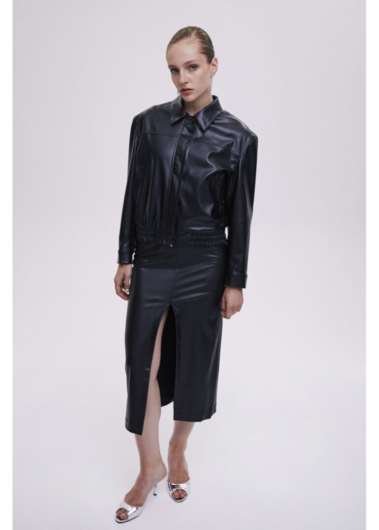 Fos Midi Faux Leather Skirt