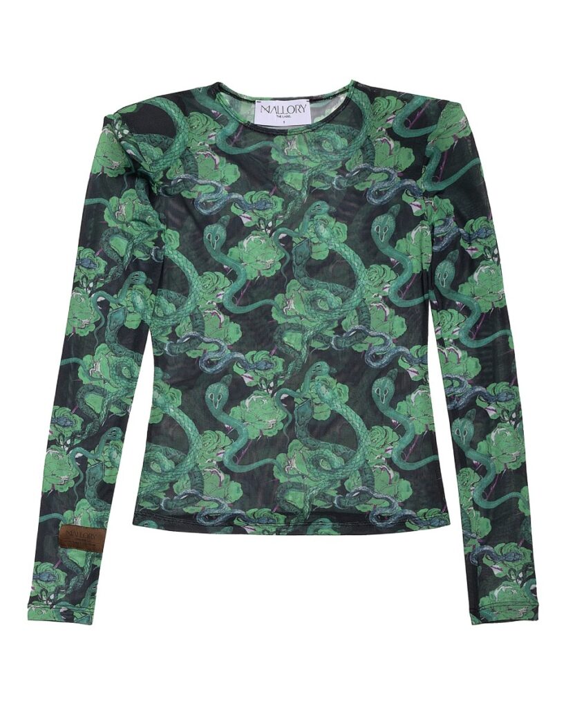 Mallory The Label Ayo Green Snakeskin Top