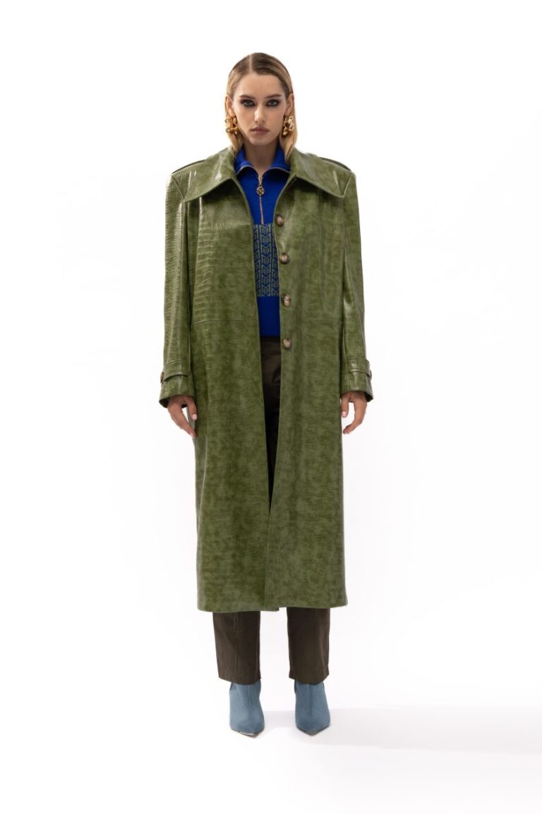 Mallory The Label Lizard Green Trenchcoat