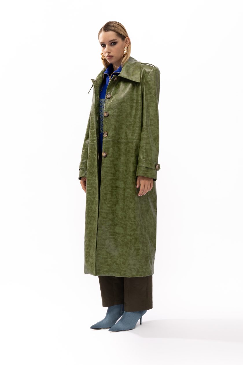 Mallory The Label Lizard Green Trenchcoat