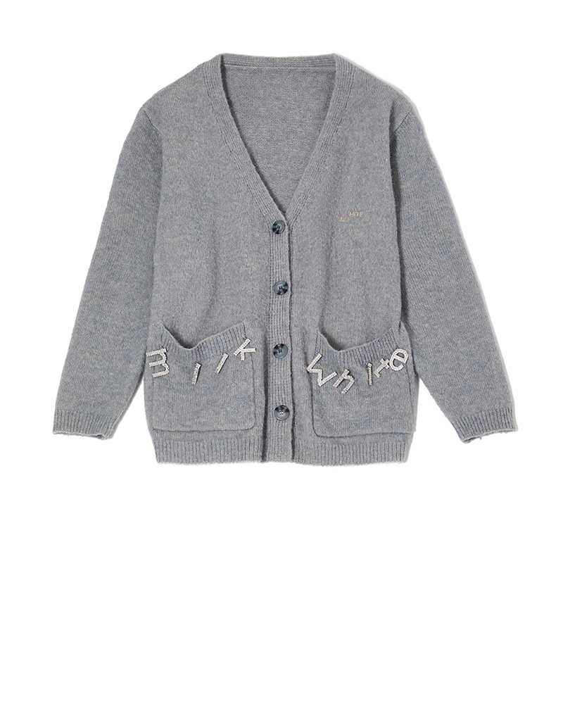 Milkwhite Knit Cardigan With Crystals Baby Blue