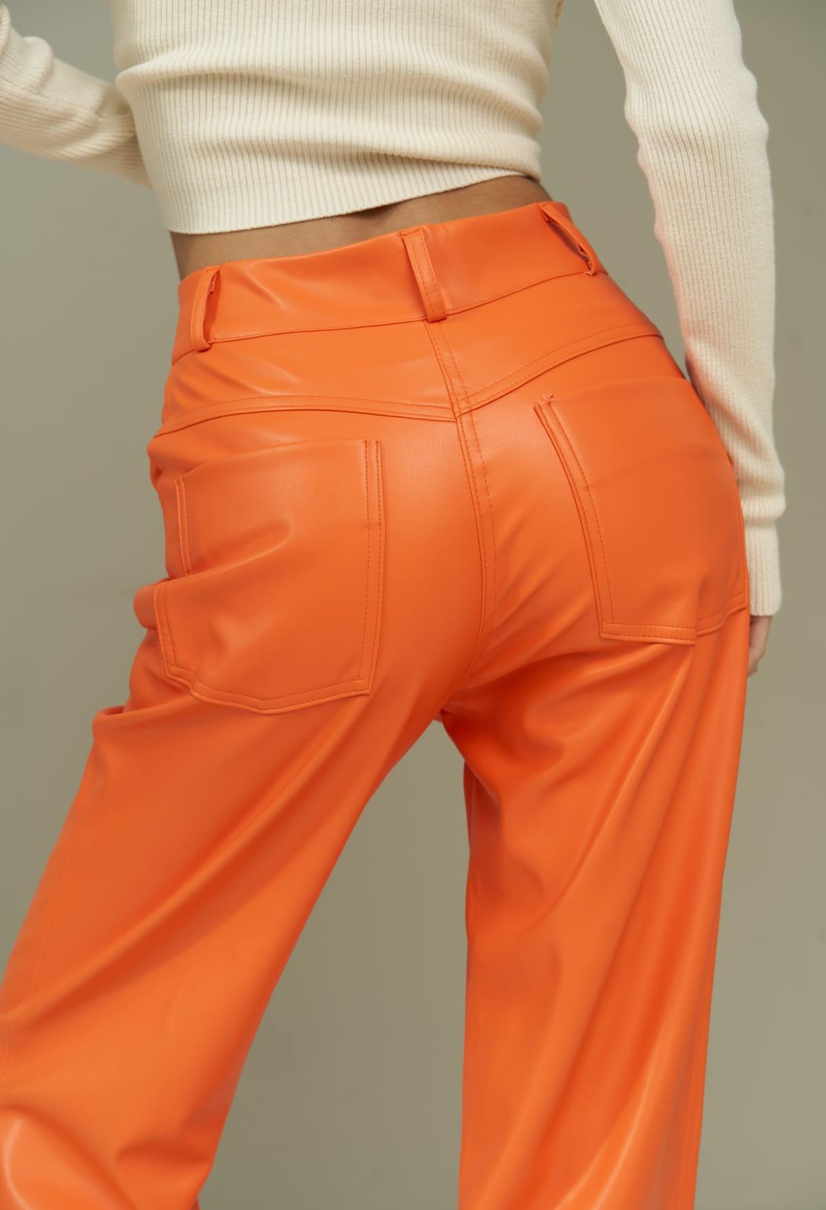 Scott Orange Leather Pants