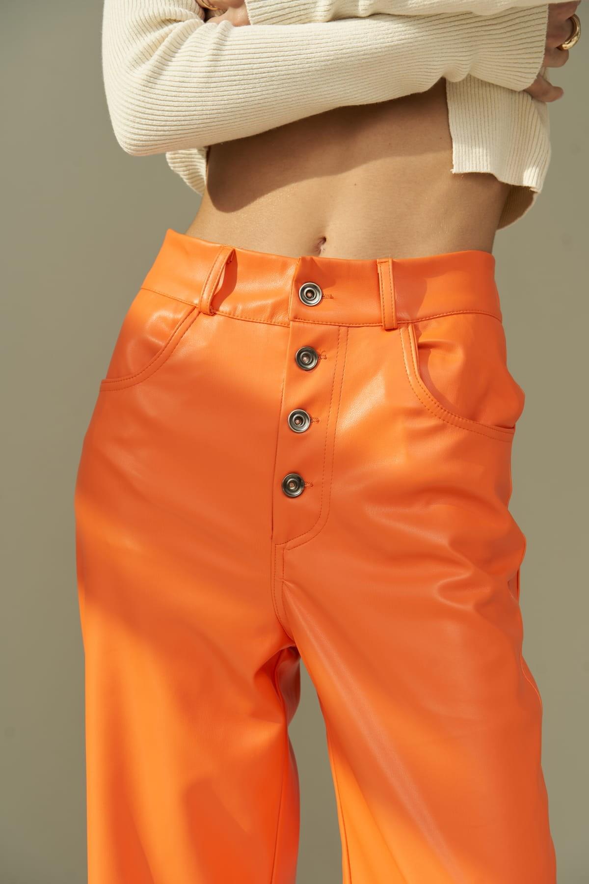 Scott Orange Leather Pants