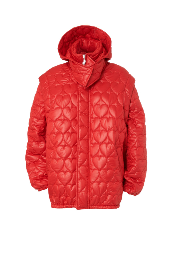 Milkwhite Removable Heart Puffer Jacket Red