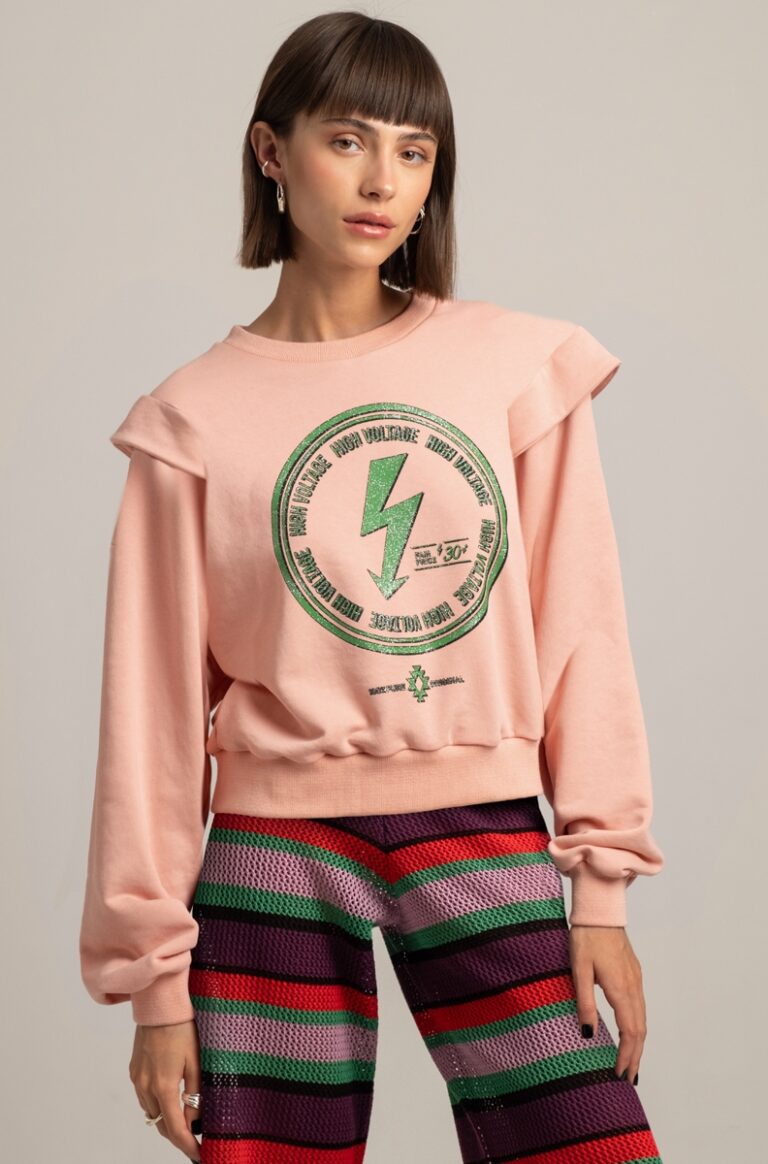 Peace & Chaos Electric Glitter Jumper Coral