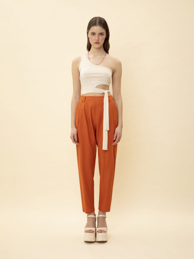 We Are Linen Look Pleated Pants