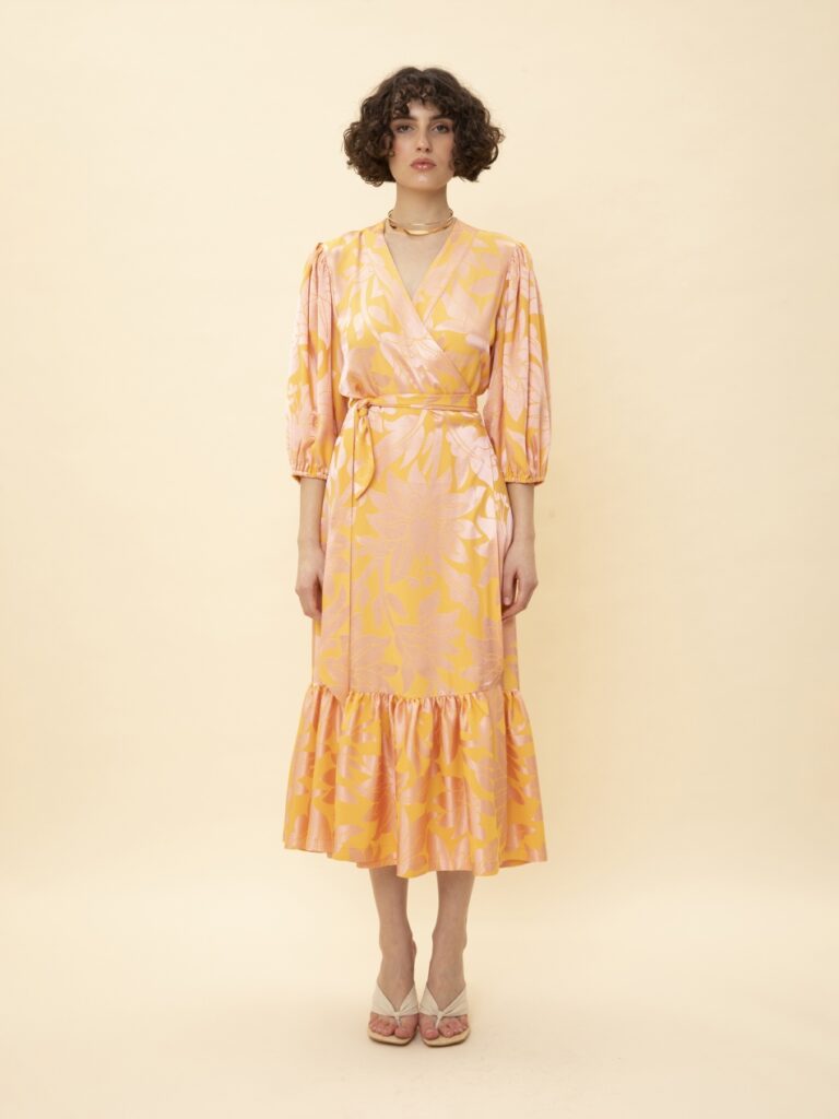 We Are Wrapped Midi Dress Yellow