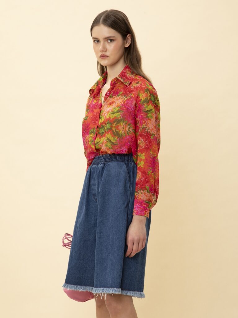 We Are Long Sleeve Chiffon Shirt Floral