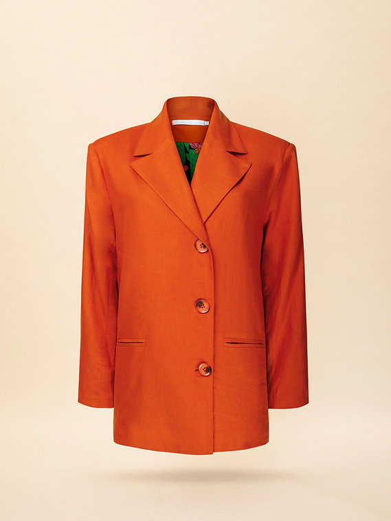 We Are Linen Oversized Blazer Orange