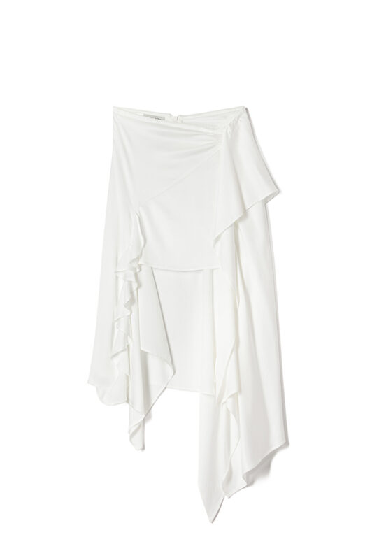 Milkwhite Glossy Asymmetric Skirt