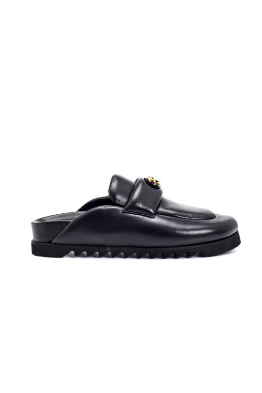 Sofia Baldi Udyr Black Leather Slippers