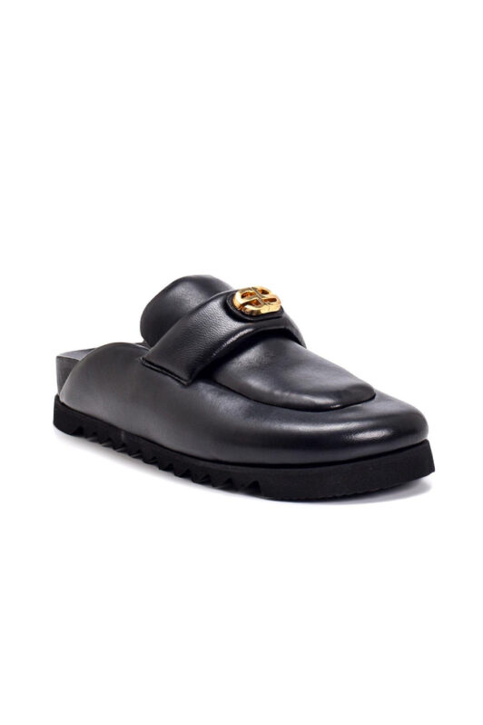 Sofia Baldi Udyr Black Leather Slippers