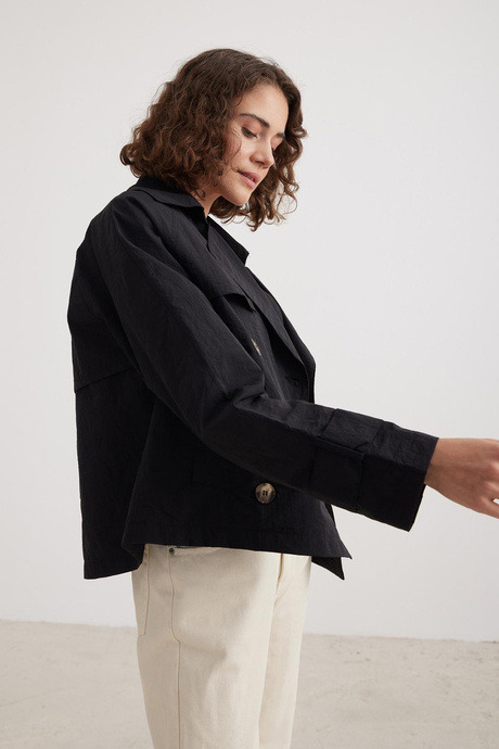 Babymilk Agathe Cropped Trench Coat black