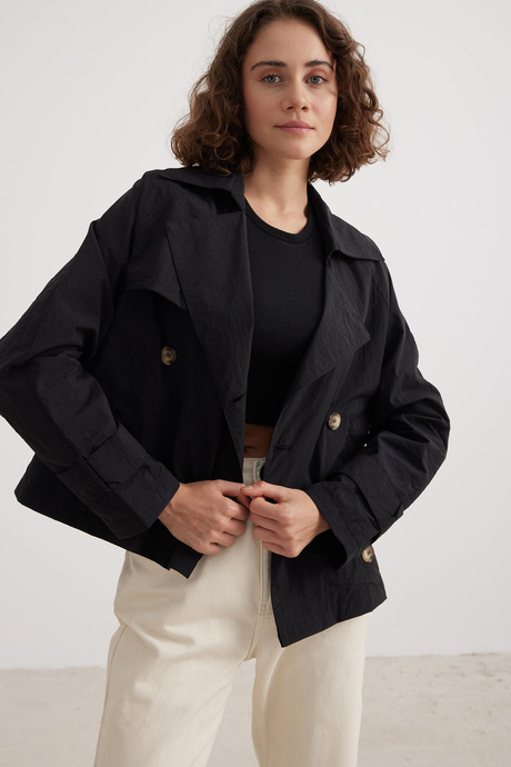 Babymilk Agathe Cropped Trench Coat black