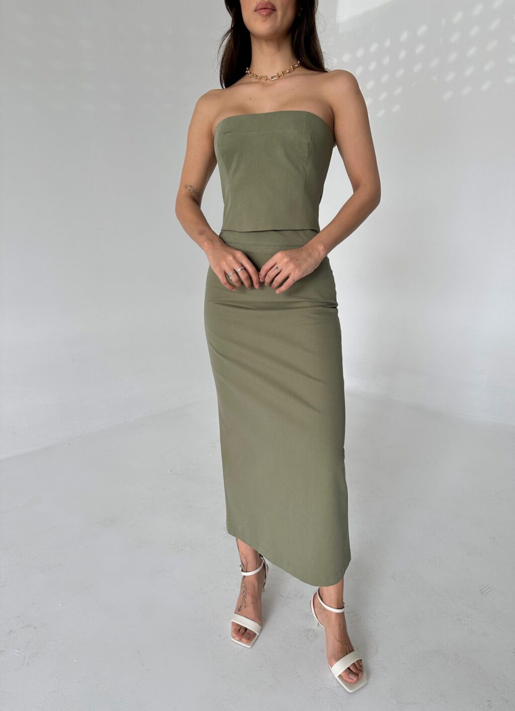 Babymilk Joelle Khaki Bustier And Skirt