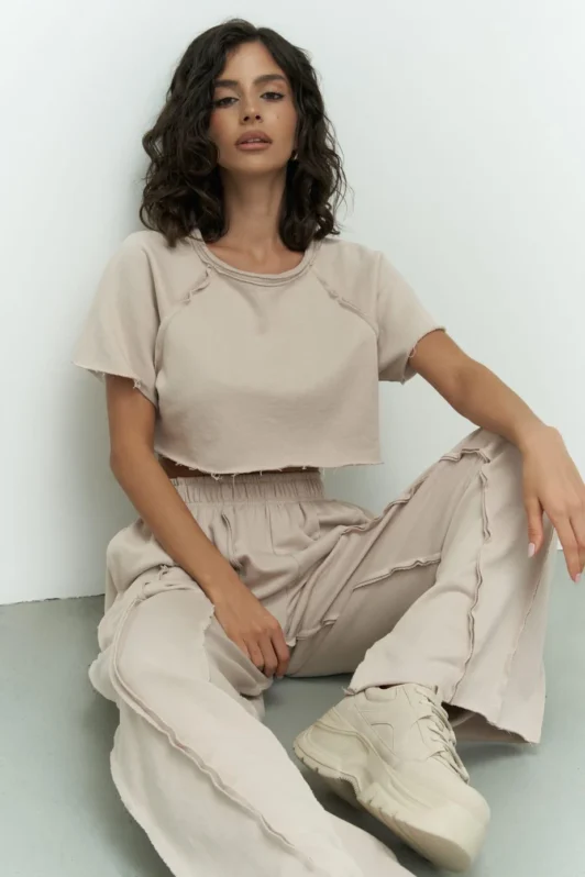 Babymilk Marcio Beige Crop Top & Pants