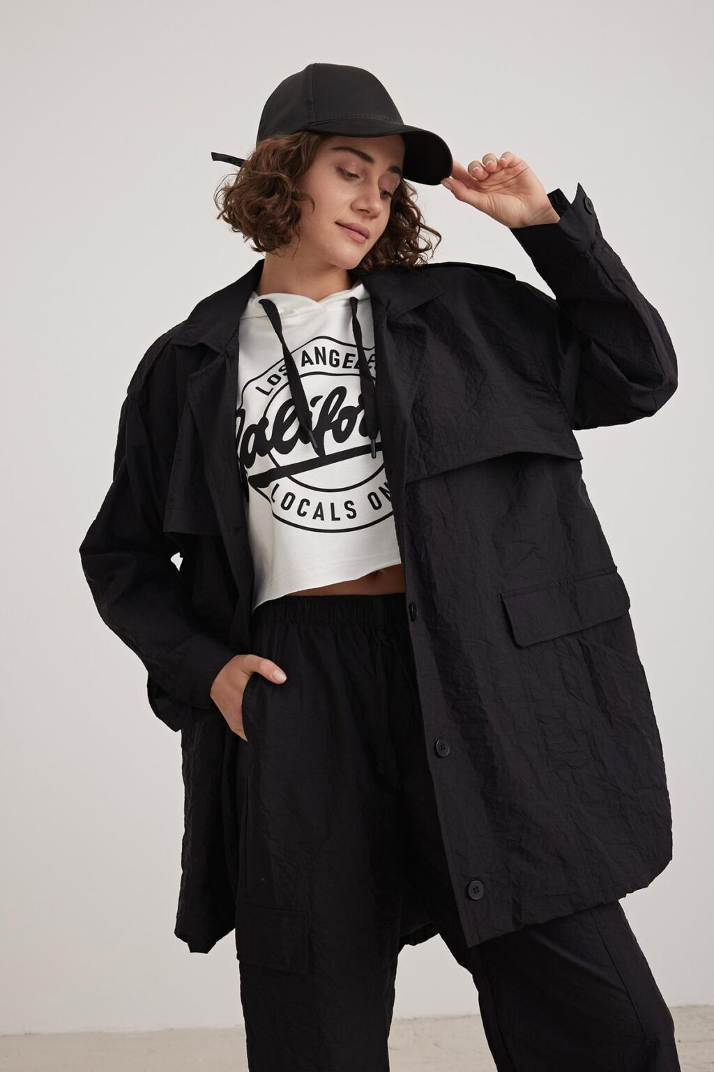 Babymilk Noa Black Parachute Trench Coat