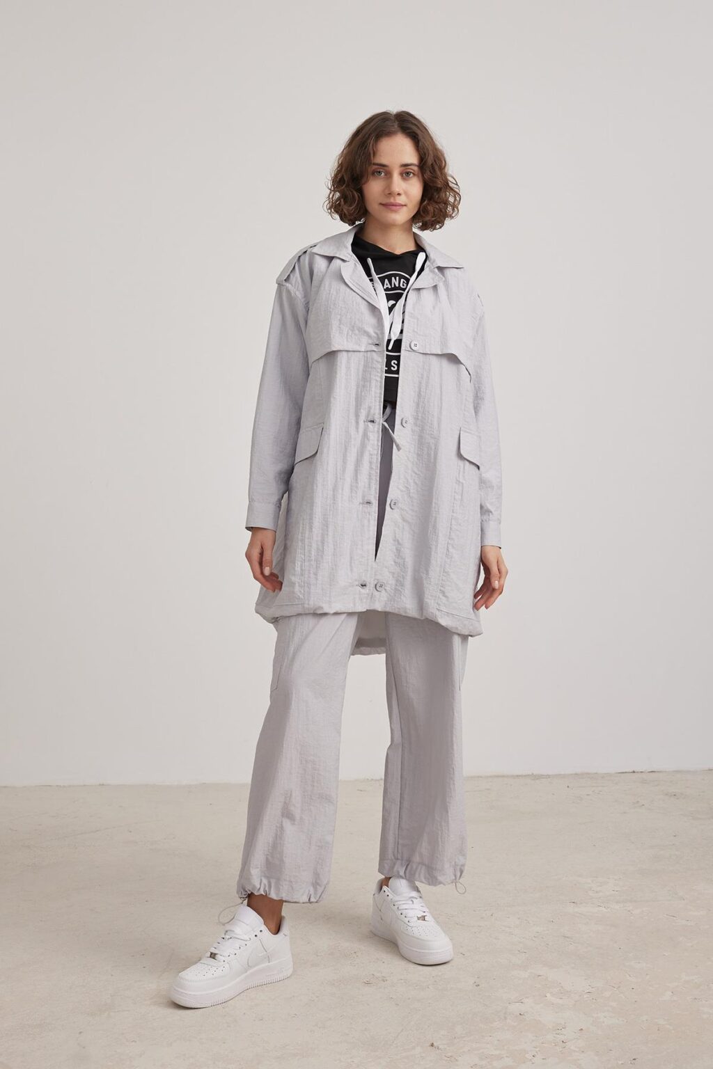 Babymilk Noa Grey Parachute Trench Coat