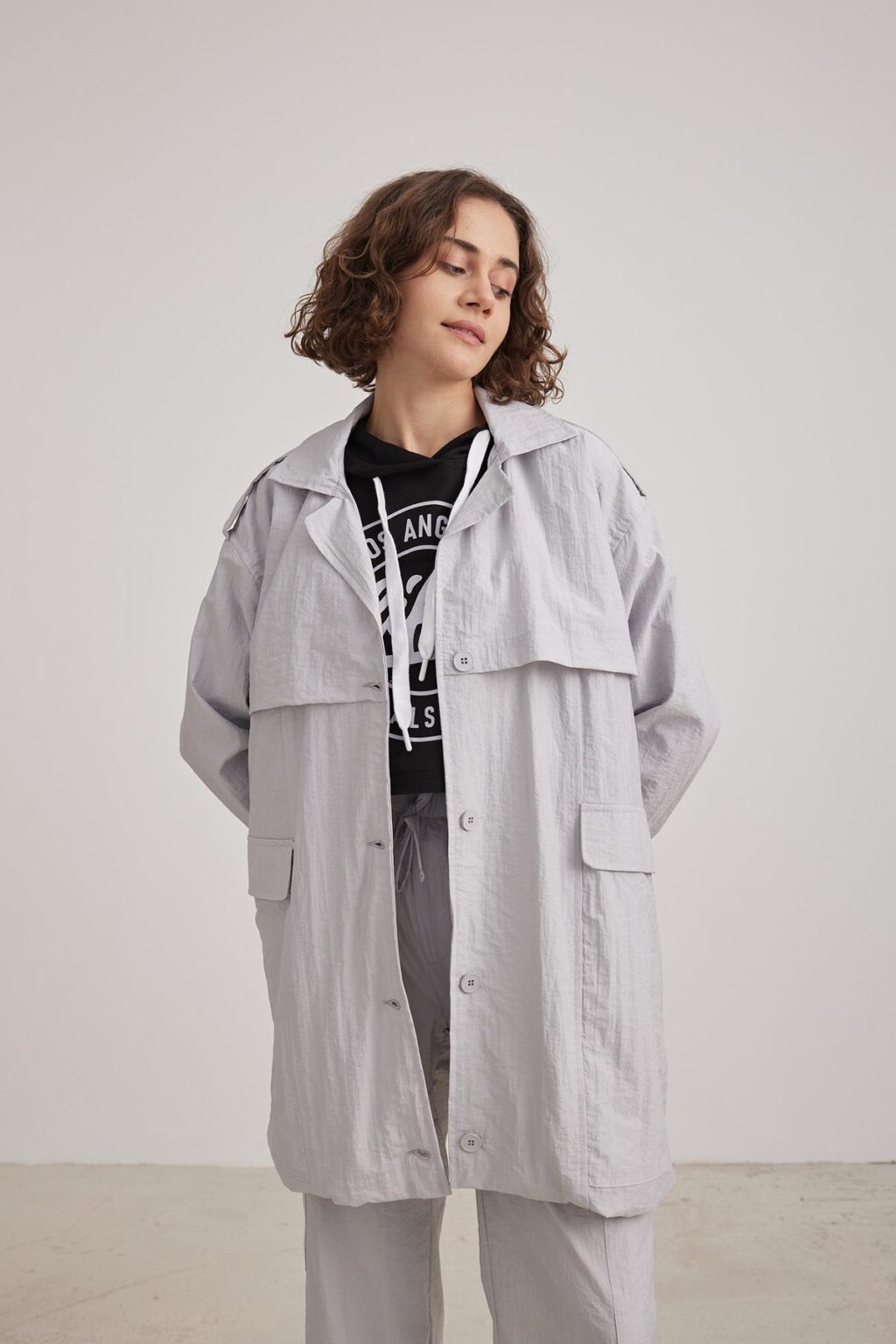 Babymilk Noa Grey Parachute Trench Coat