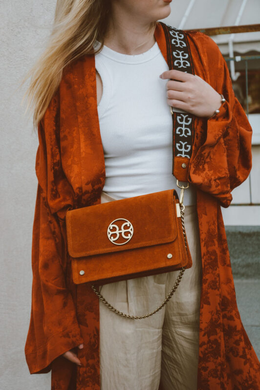 Bonendis Lizy Leather Shoulder Bag - Terracotta Suede