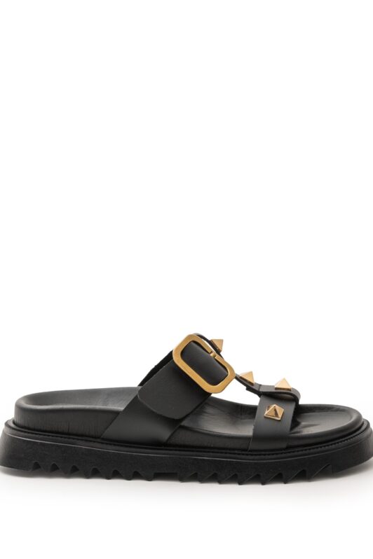 Butter Black Leather Sandals