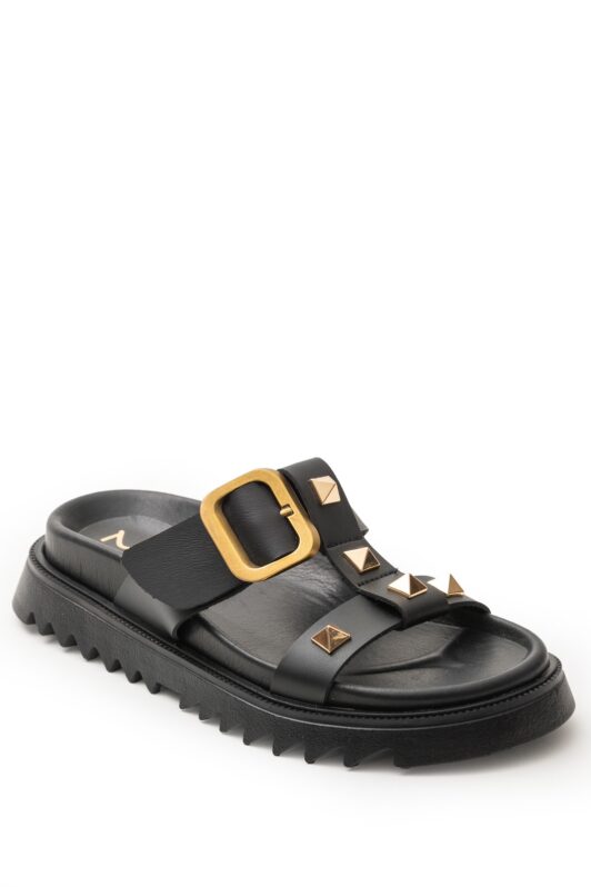 Butter Black Leather Sandals