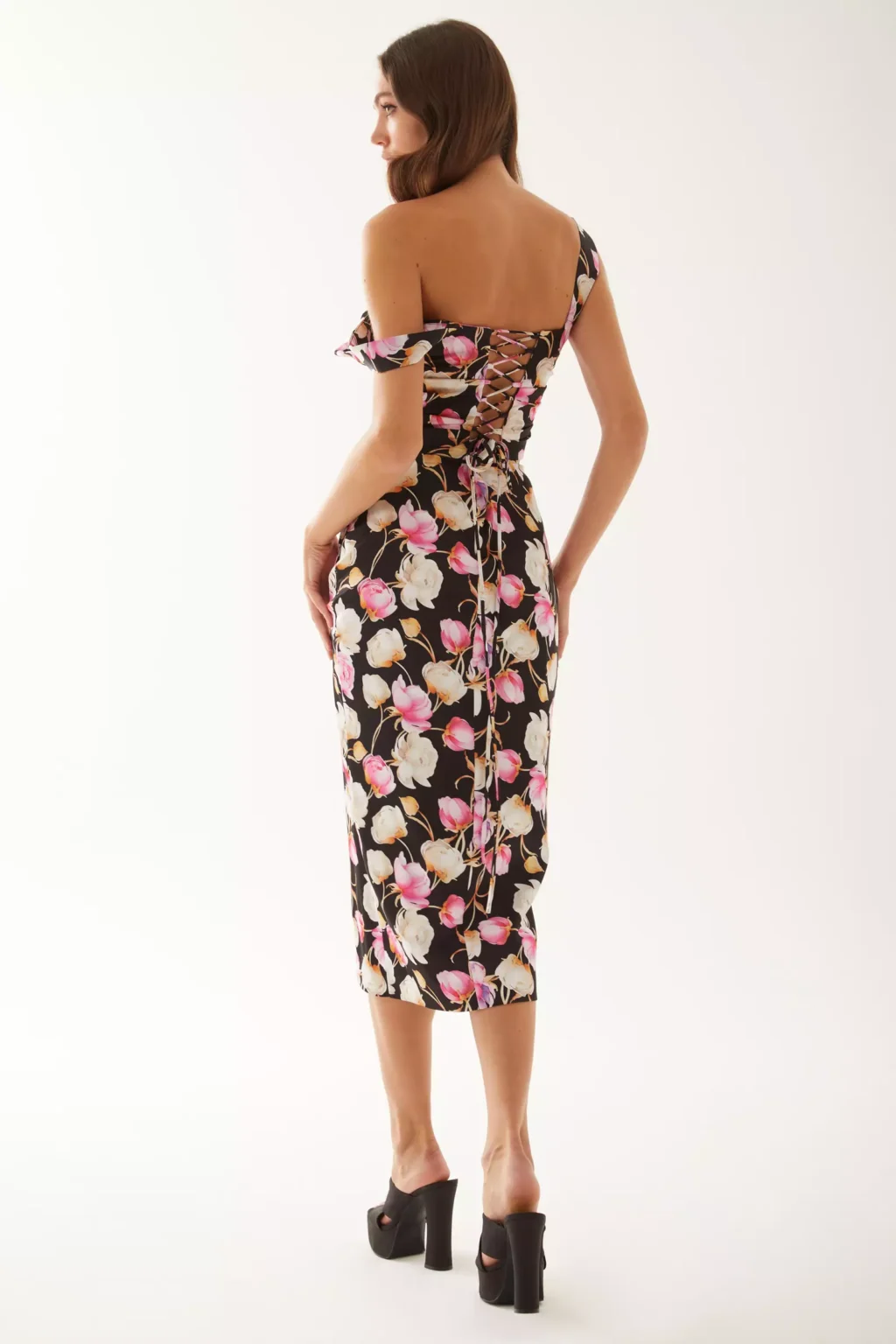 Daffodil Printed Satin Midi Dress