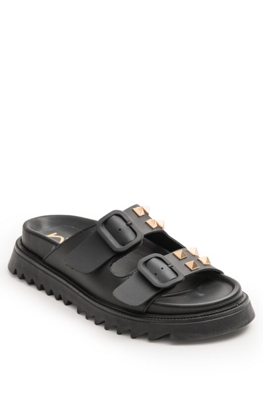 Deborah Black Leather Sandals