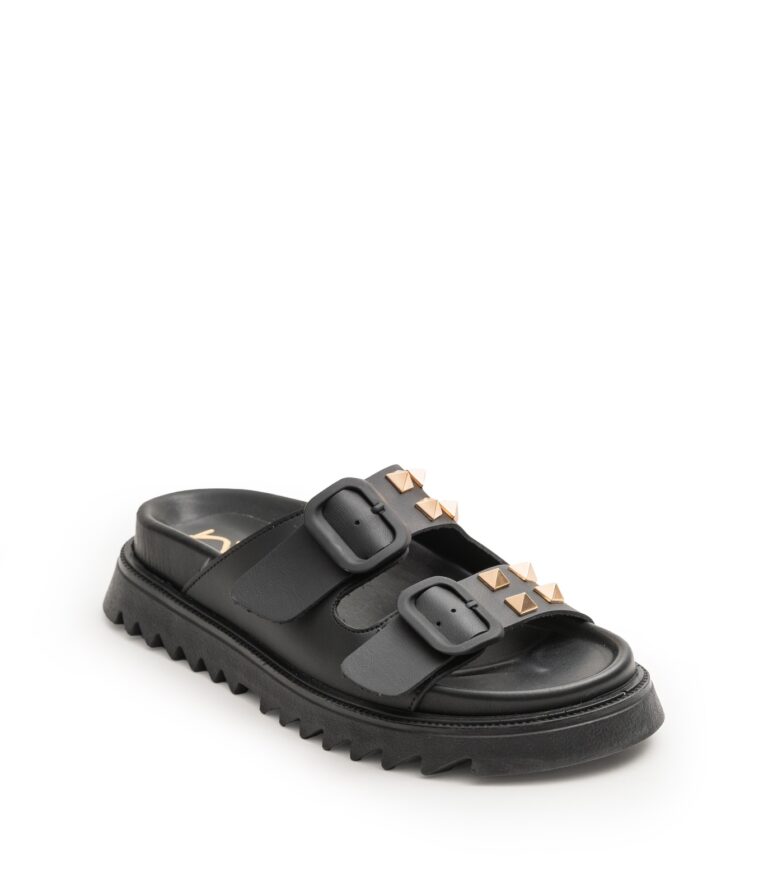 Deborah Black Leather Sandals