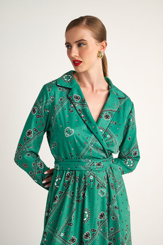 Hemithea Donatella Dress (Green 90's Bandana)