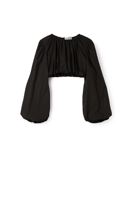 Milkwhite Cropped Balloon Black Top